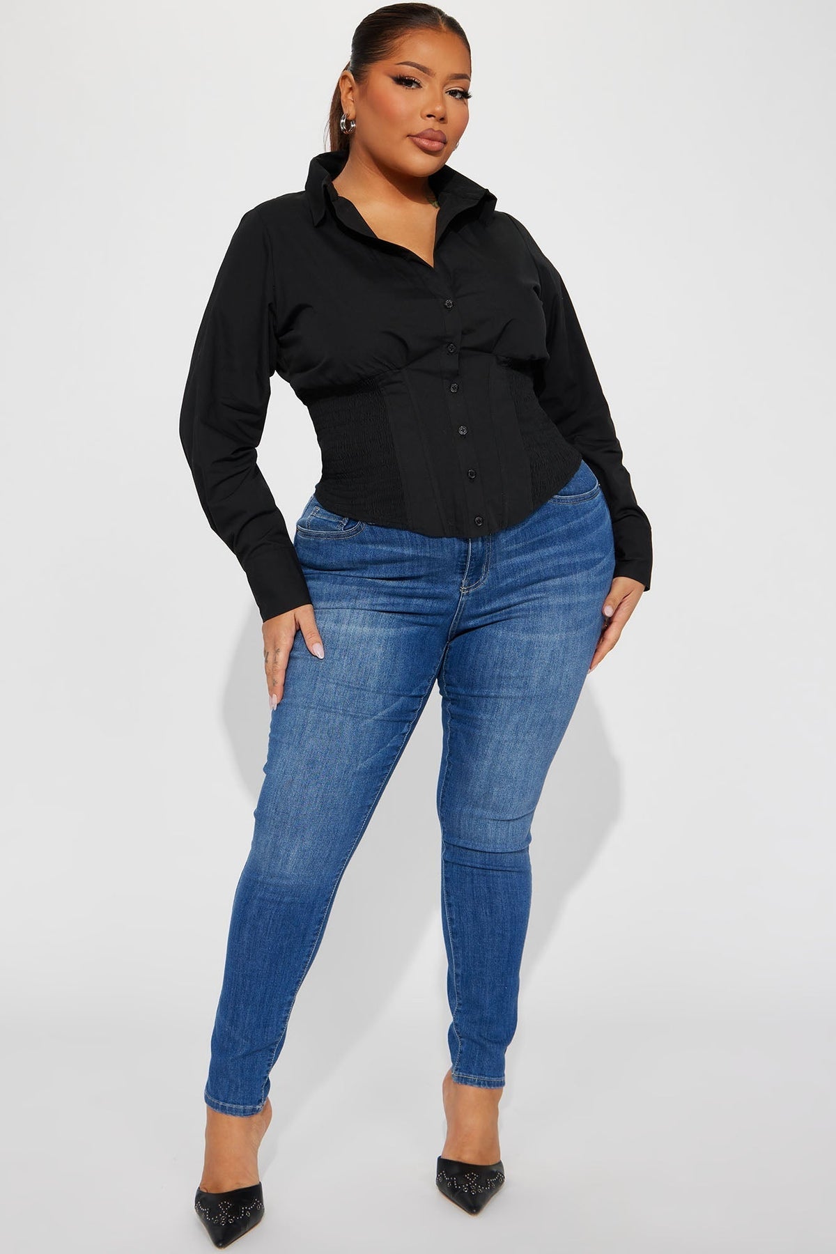 Endless Talks Corset Shirt - Black