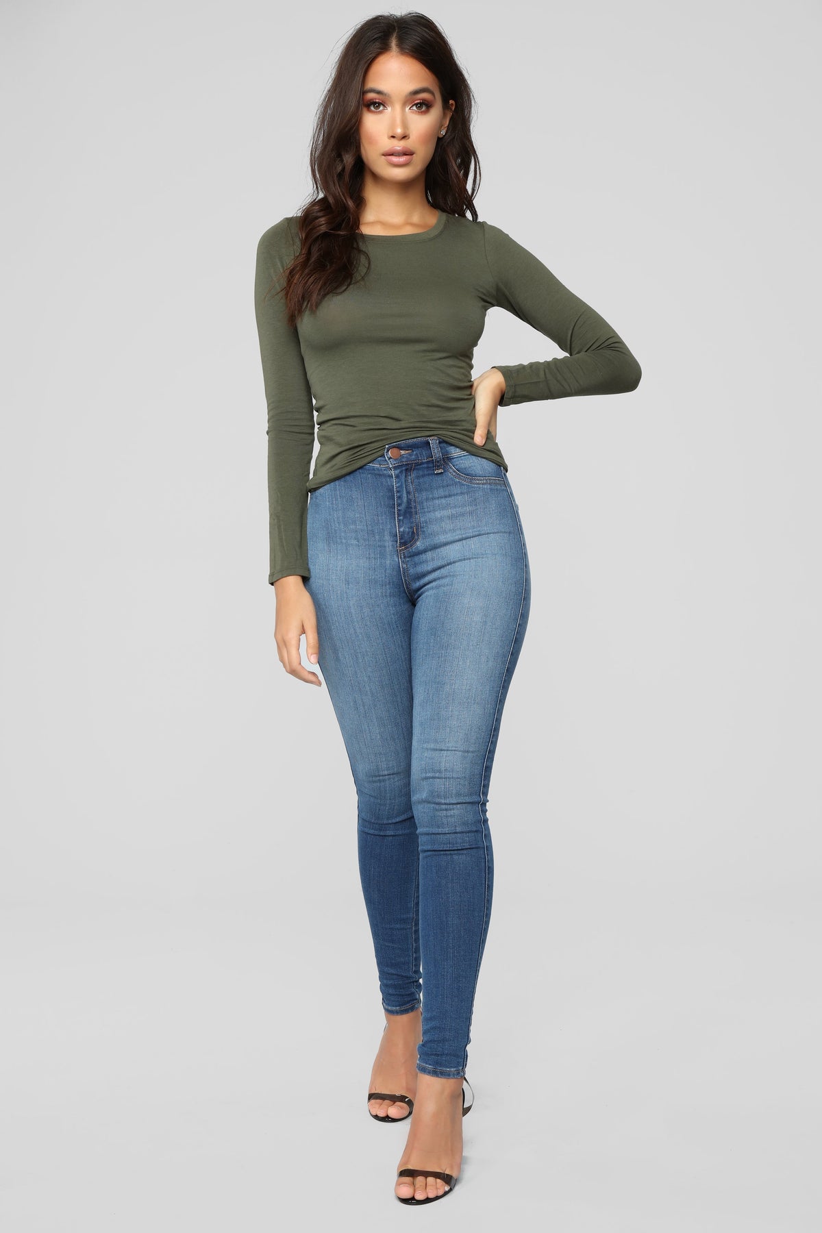 Julia Long Sleeve Top - Olive