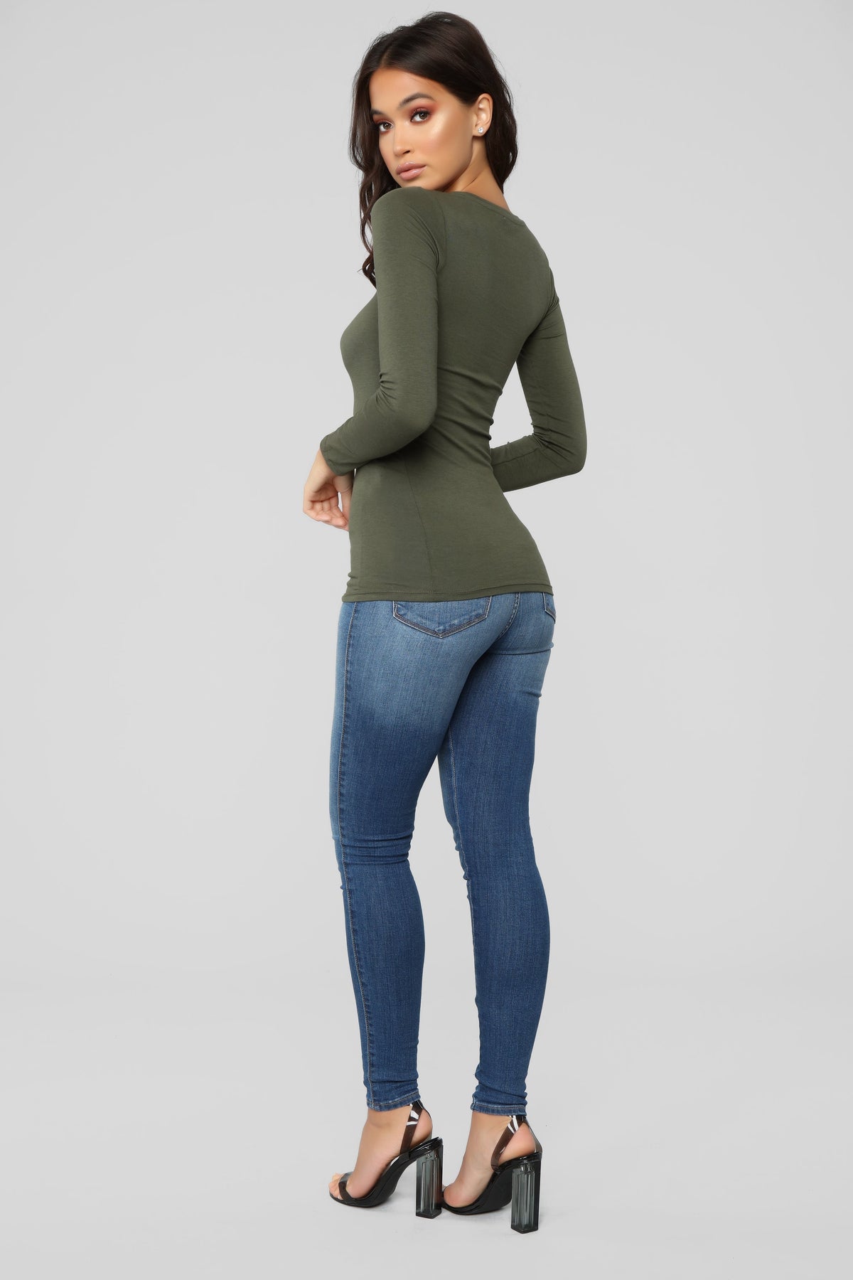 Julia Long Sleeve Top - Olive
