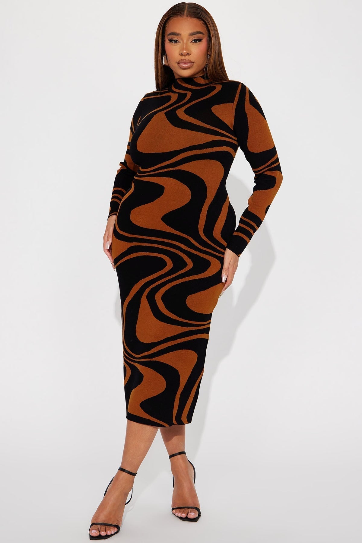 Azaria Sweater Midi Dress - Black/combo