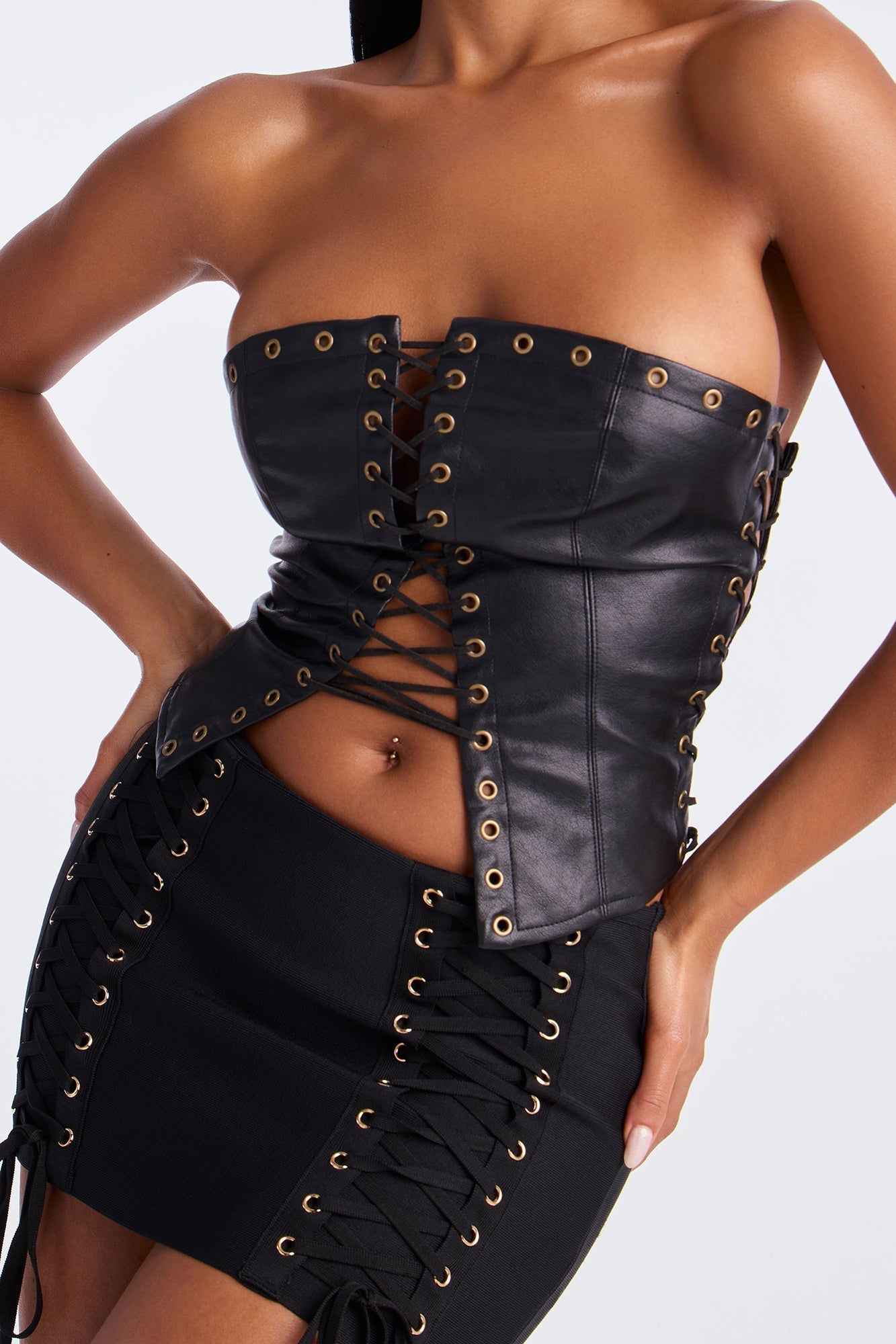 All Tied Up Bandage Micro Mini Skirt - Black