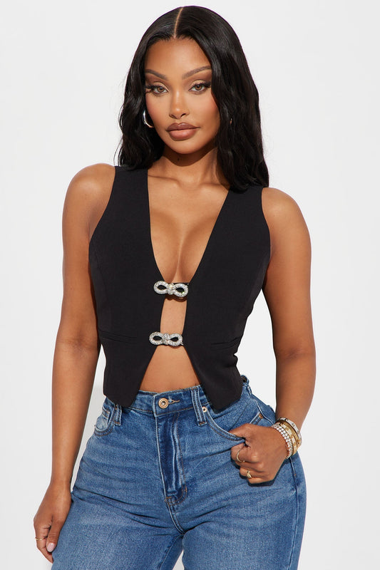 Bright Bow Vest Top - Black