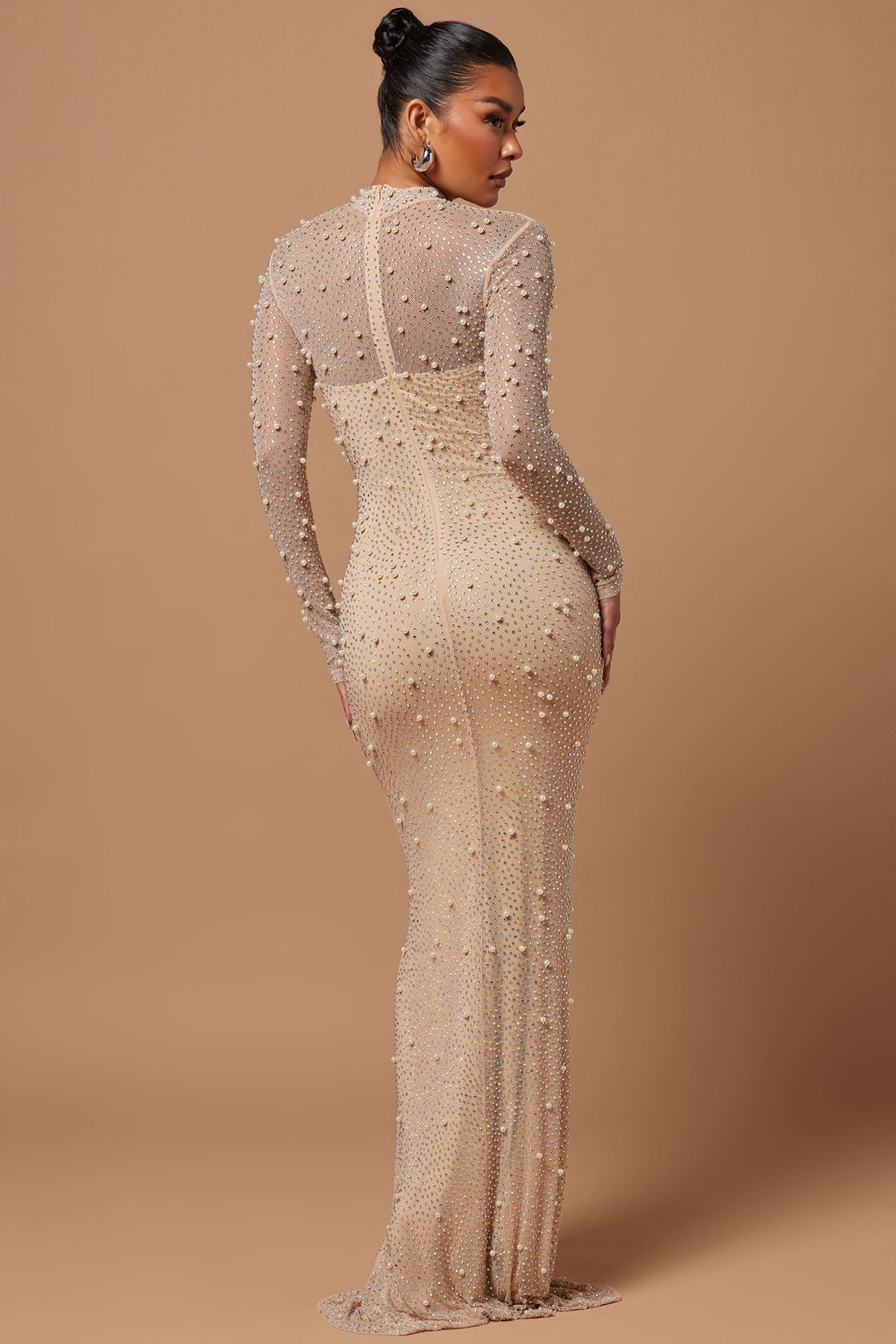 Anastasia Brooke Embellished Maxi Dress - Nude