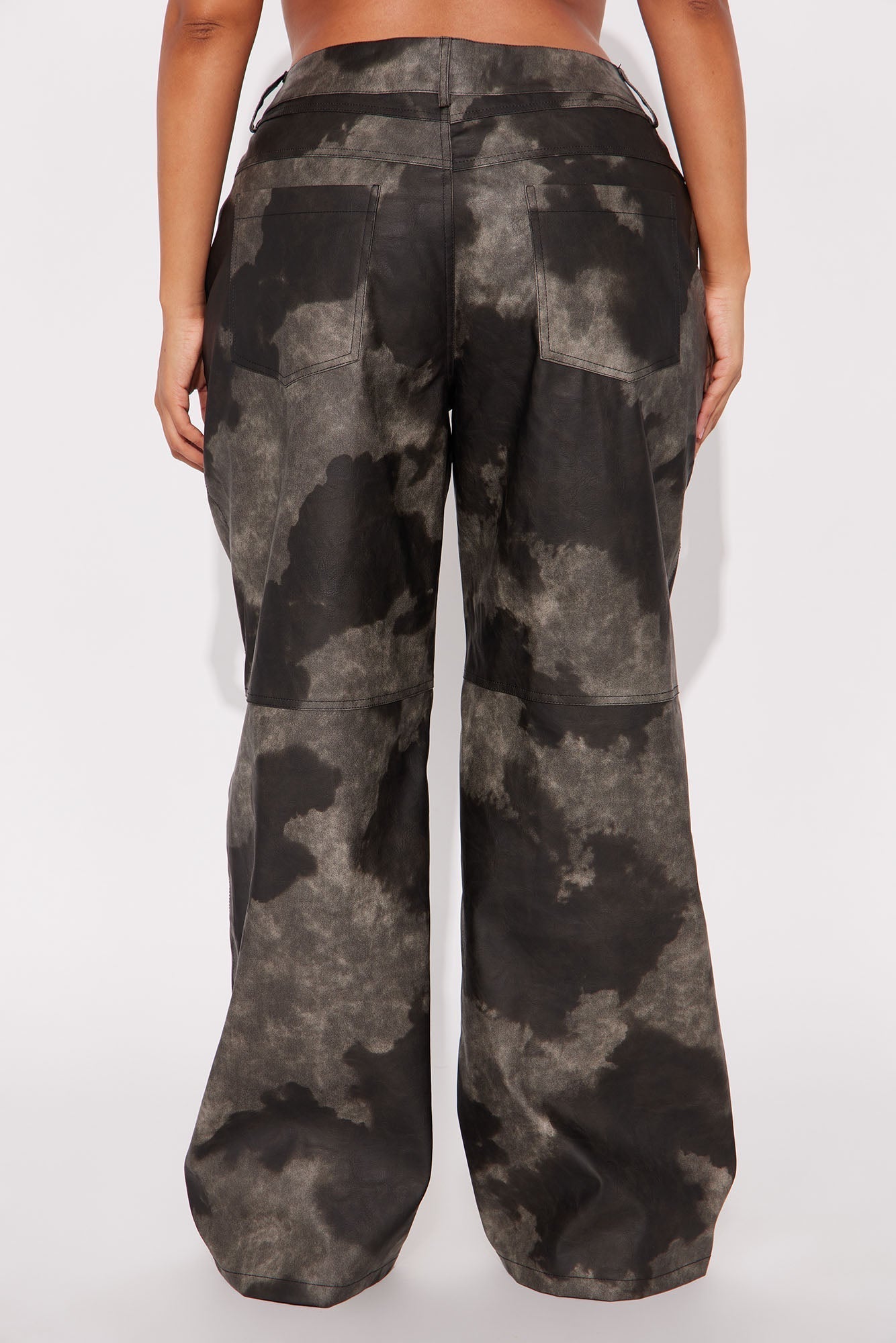 Jelina Washed Faux Leather Pant 33″ - Charcoal