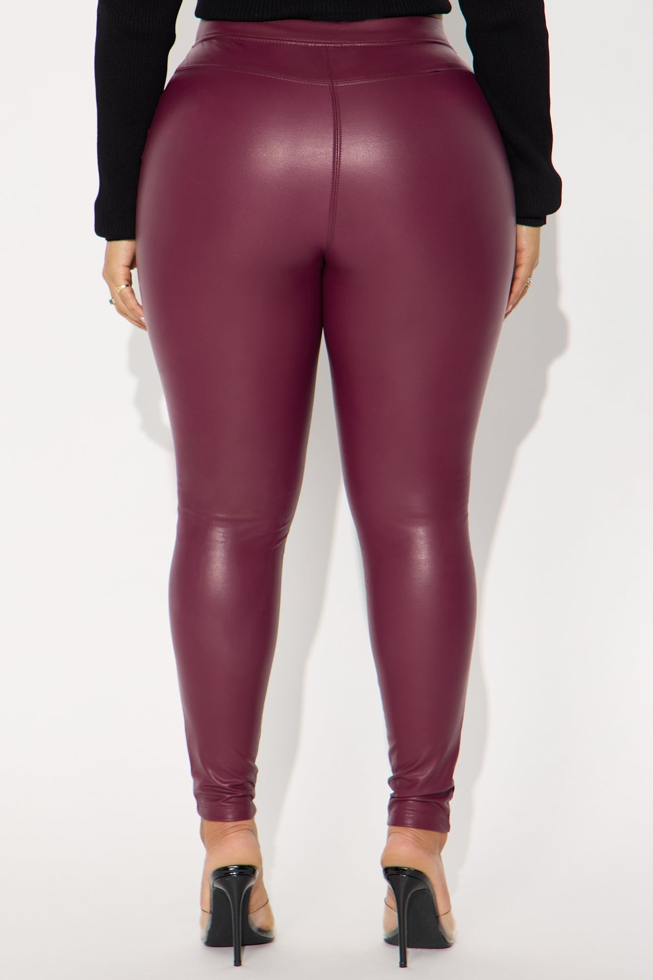 Watch Me Walk Away High Rise Faux Leather Legging - Burgundy