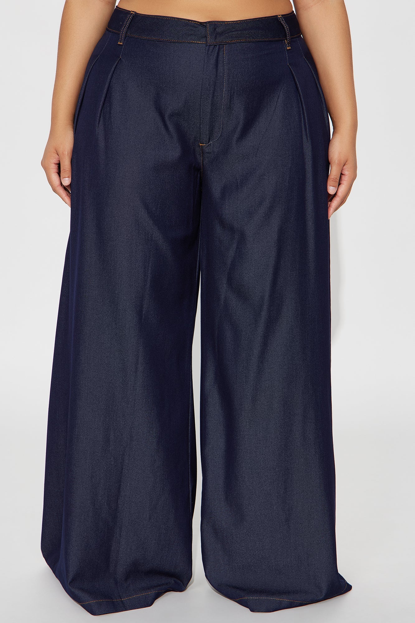 Amiah High Rise Chambray Wide Leg Pant 33 - Rinse Blue Wash