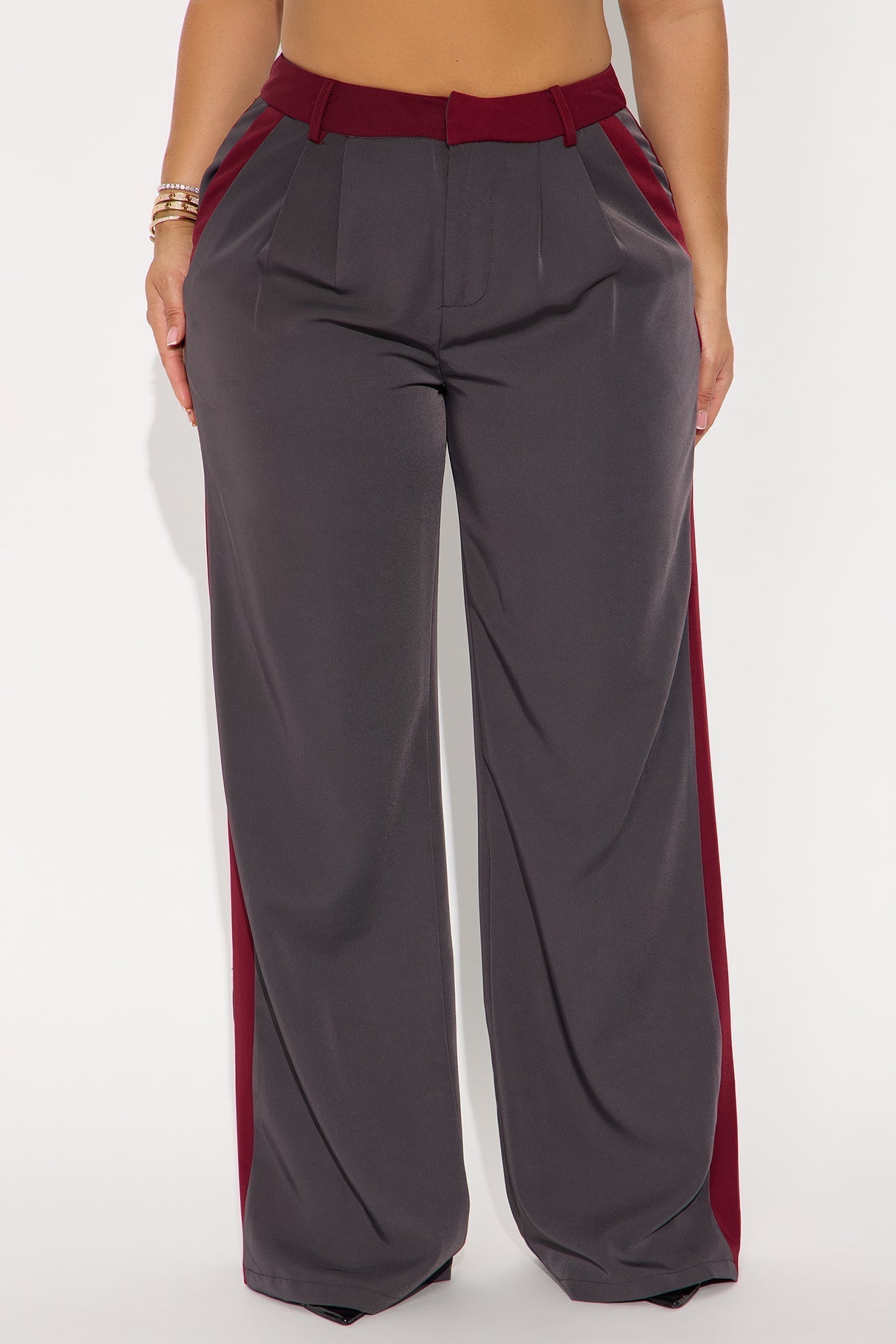 Christina Colorblock Trouser - Charcoal/combo