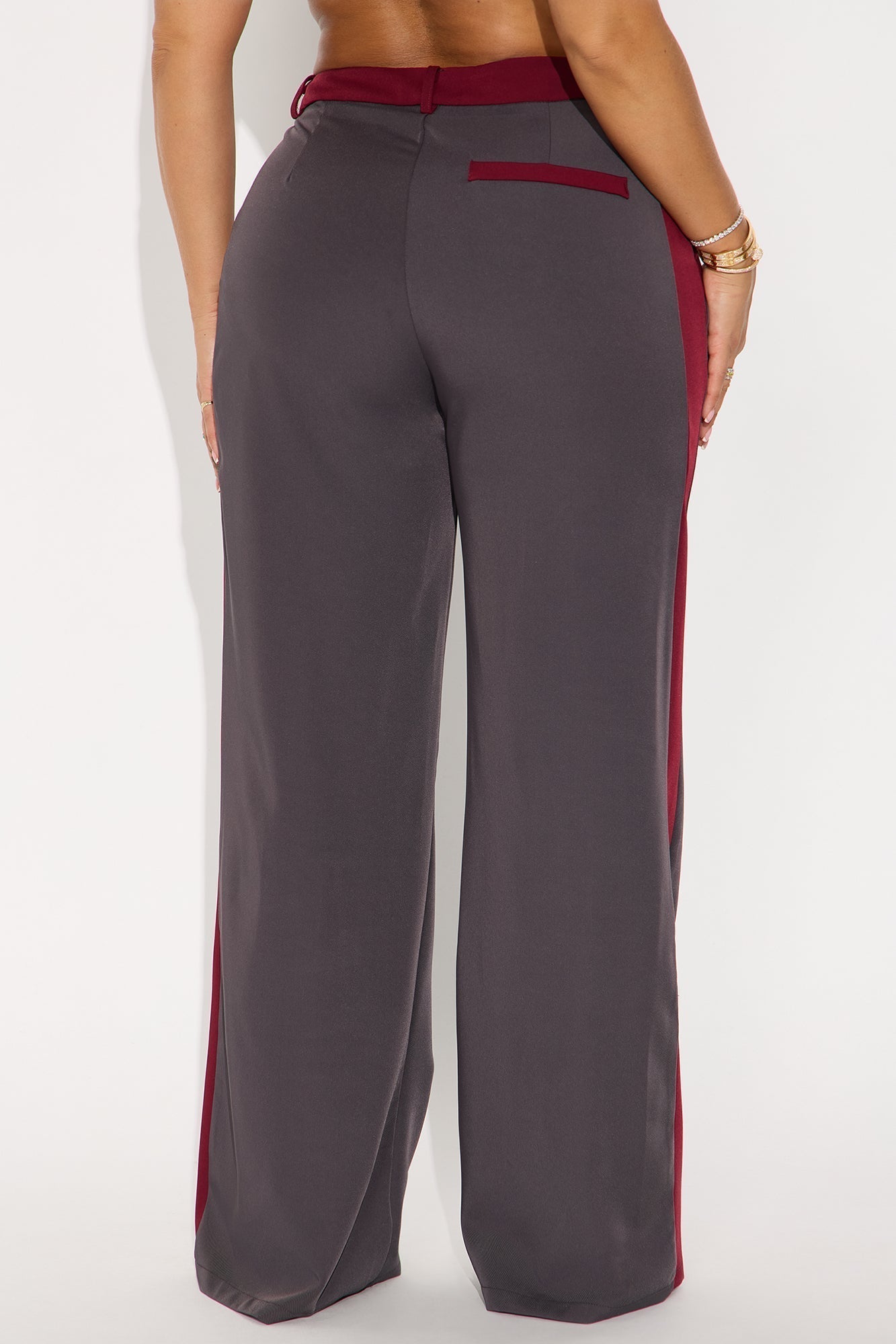 Christina Colorblock Trouser - Charcoal/combo