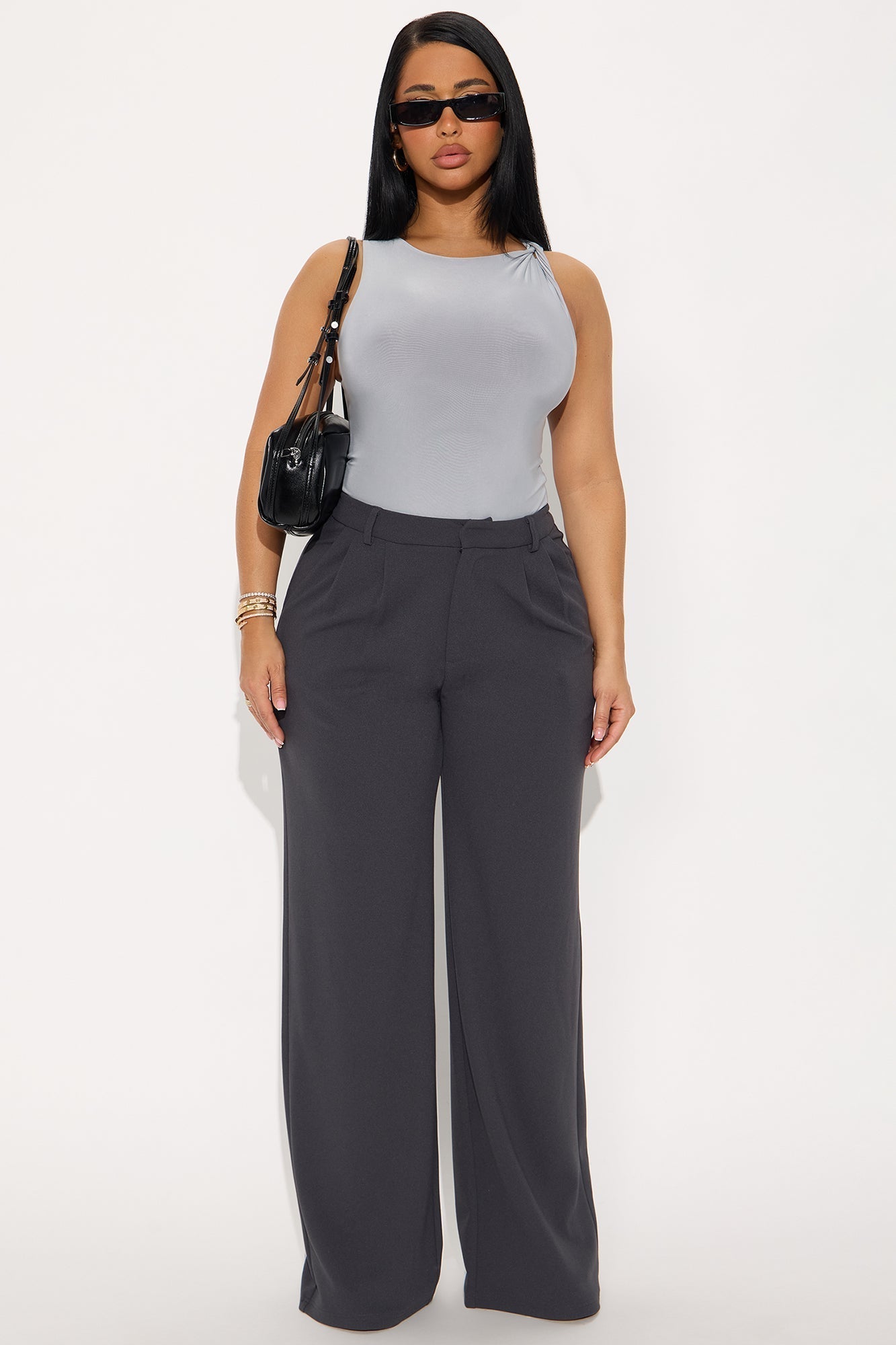 Elma Wide Leg Trouser - Charcoal