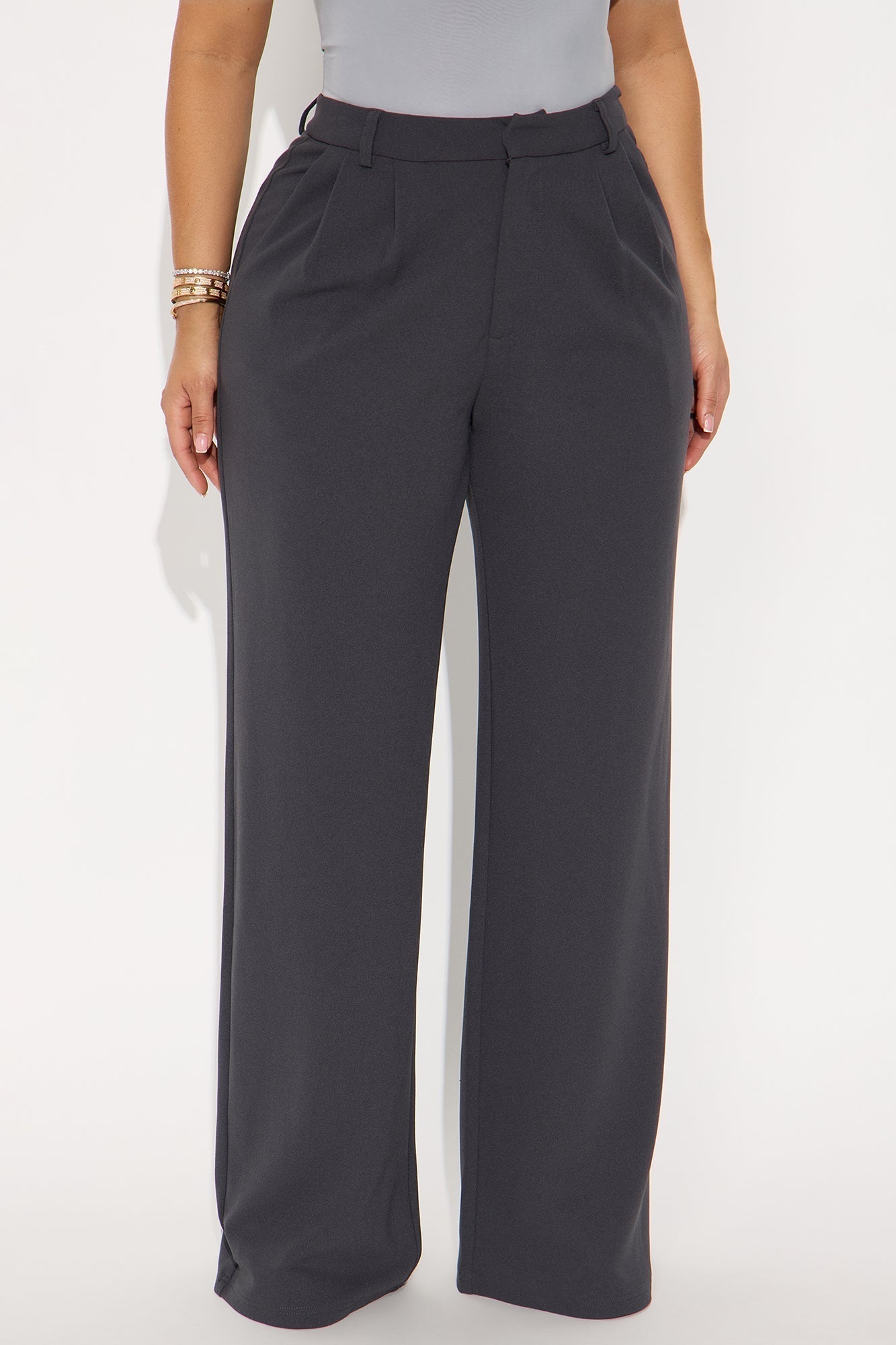 Elma Wide Leg Trouser - Charcoal