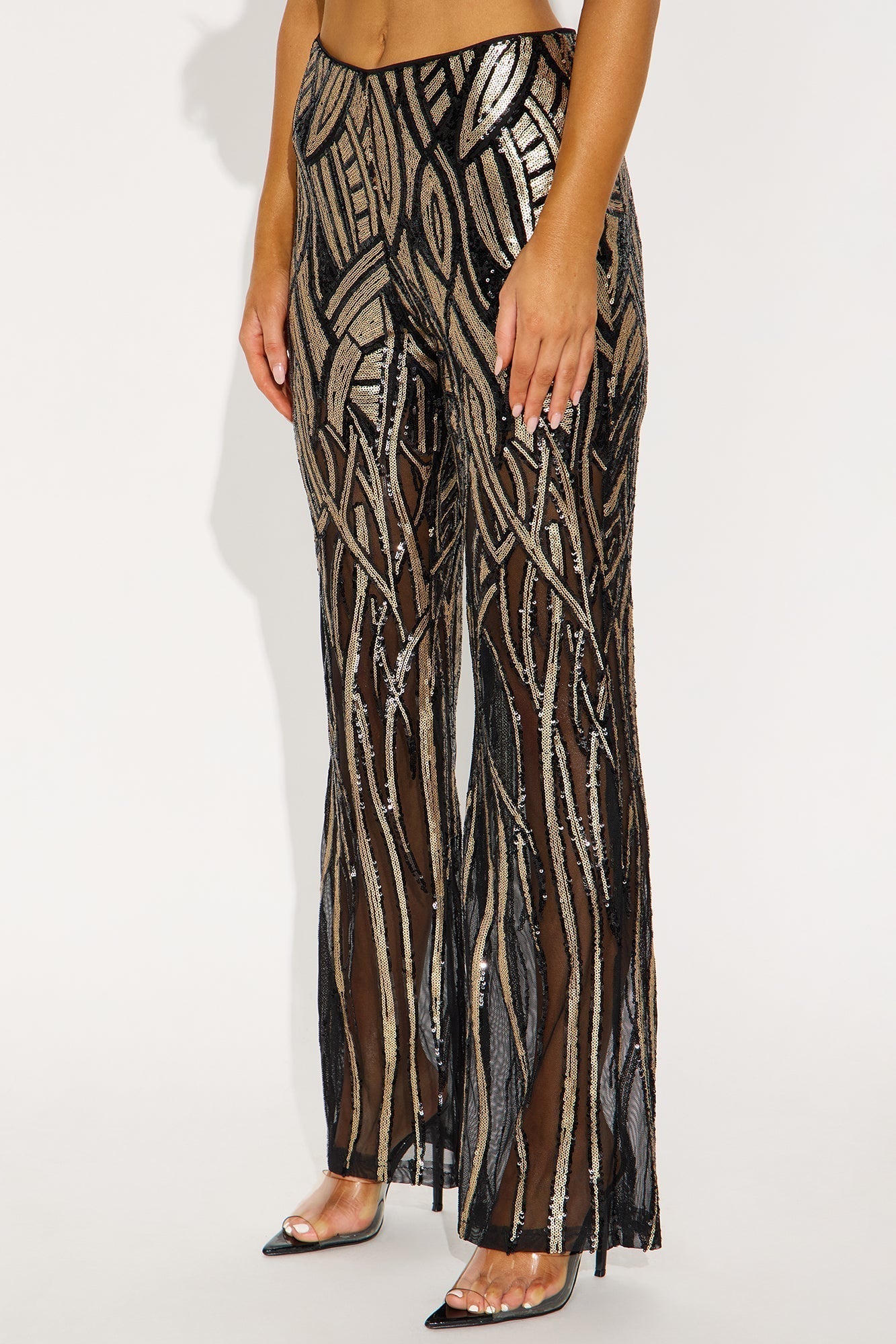 Life Of The Party Sequin Pant 32″ - Black/Gold