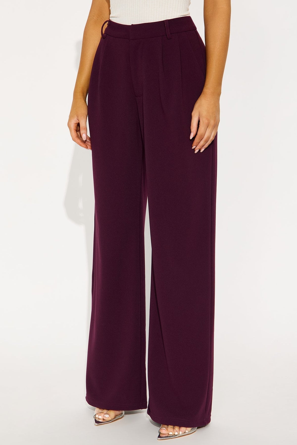 Elma Wide Leg Trouser - Eggplant