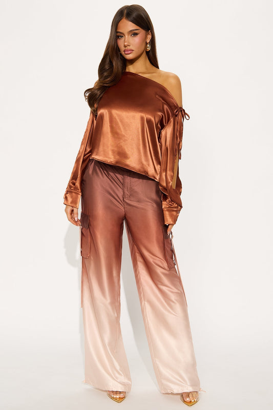 City Sunsets Ombre Satin Jogger Pant 32″ - Brown/combo