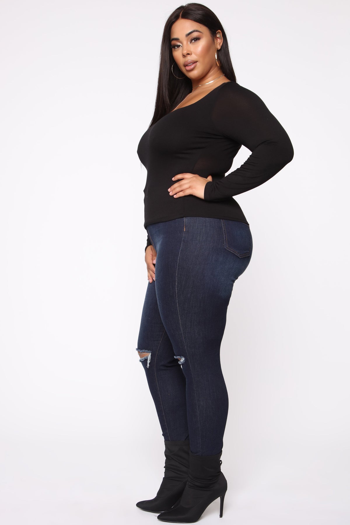 Yasmeen Square Neck Top - Black