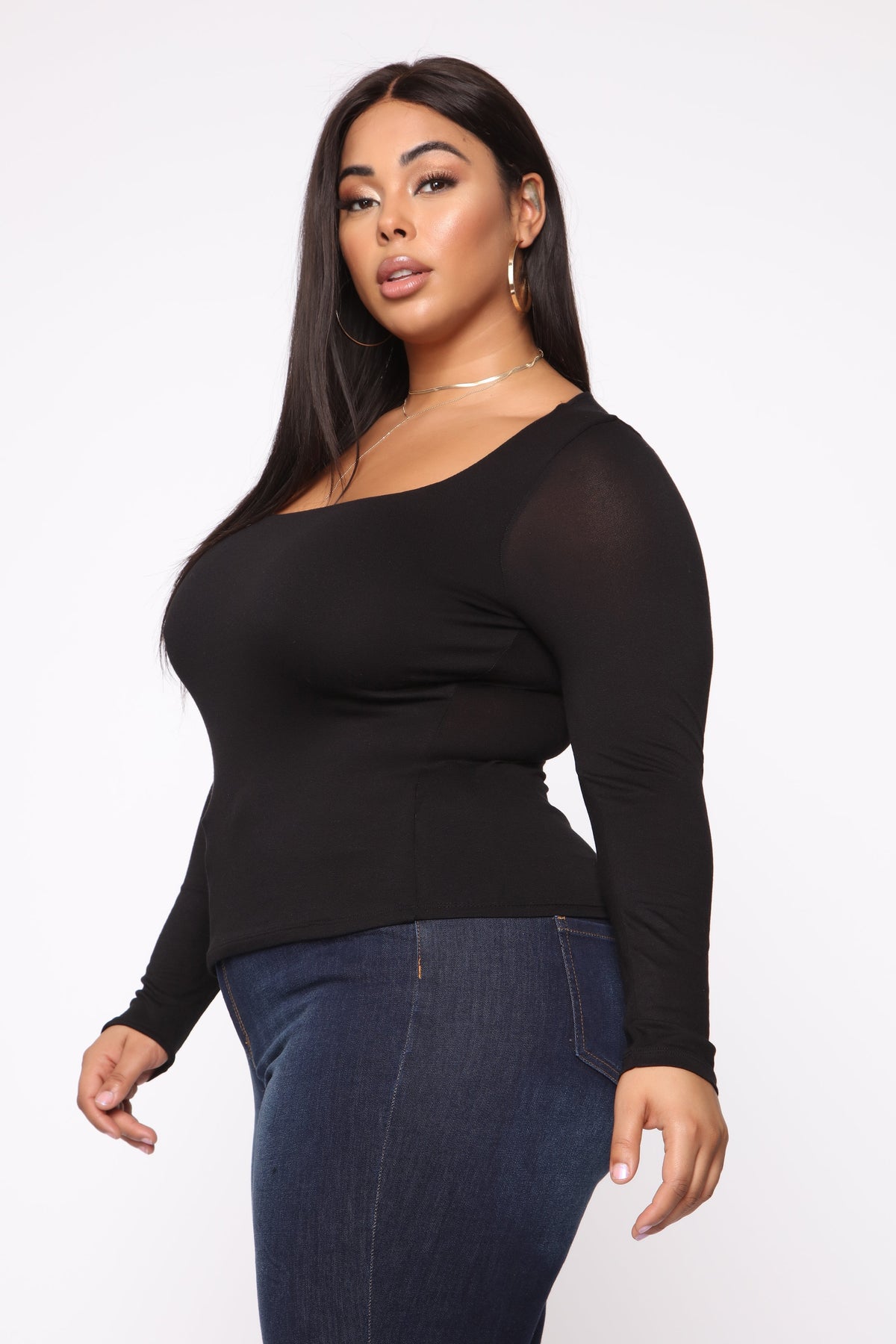 Yasmeen Square Neck Top - Black