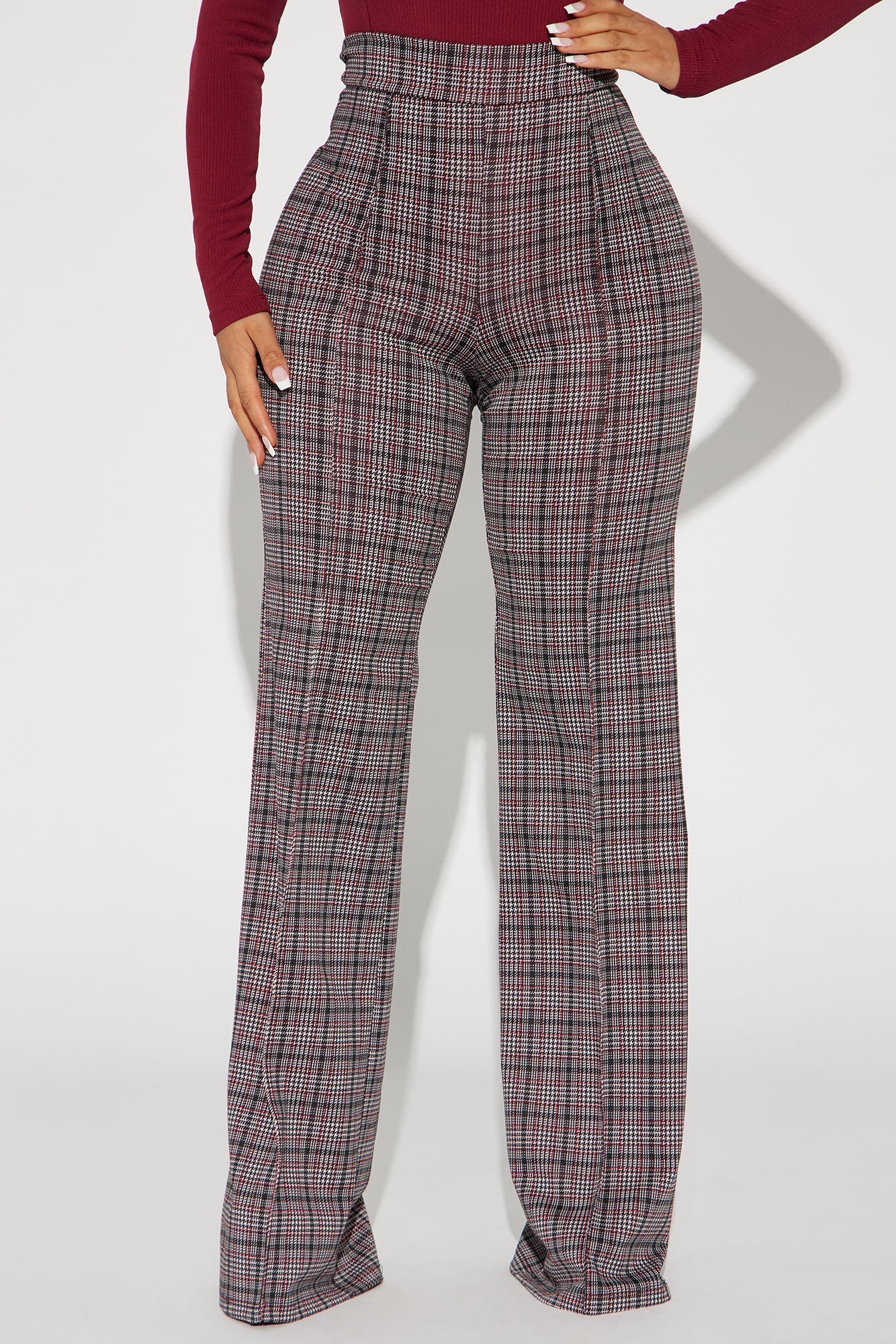 Victoria High Waisted Dress Pant - Black/Red