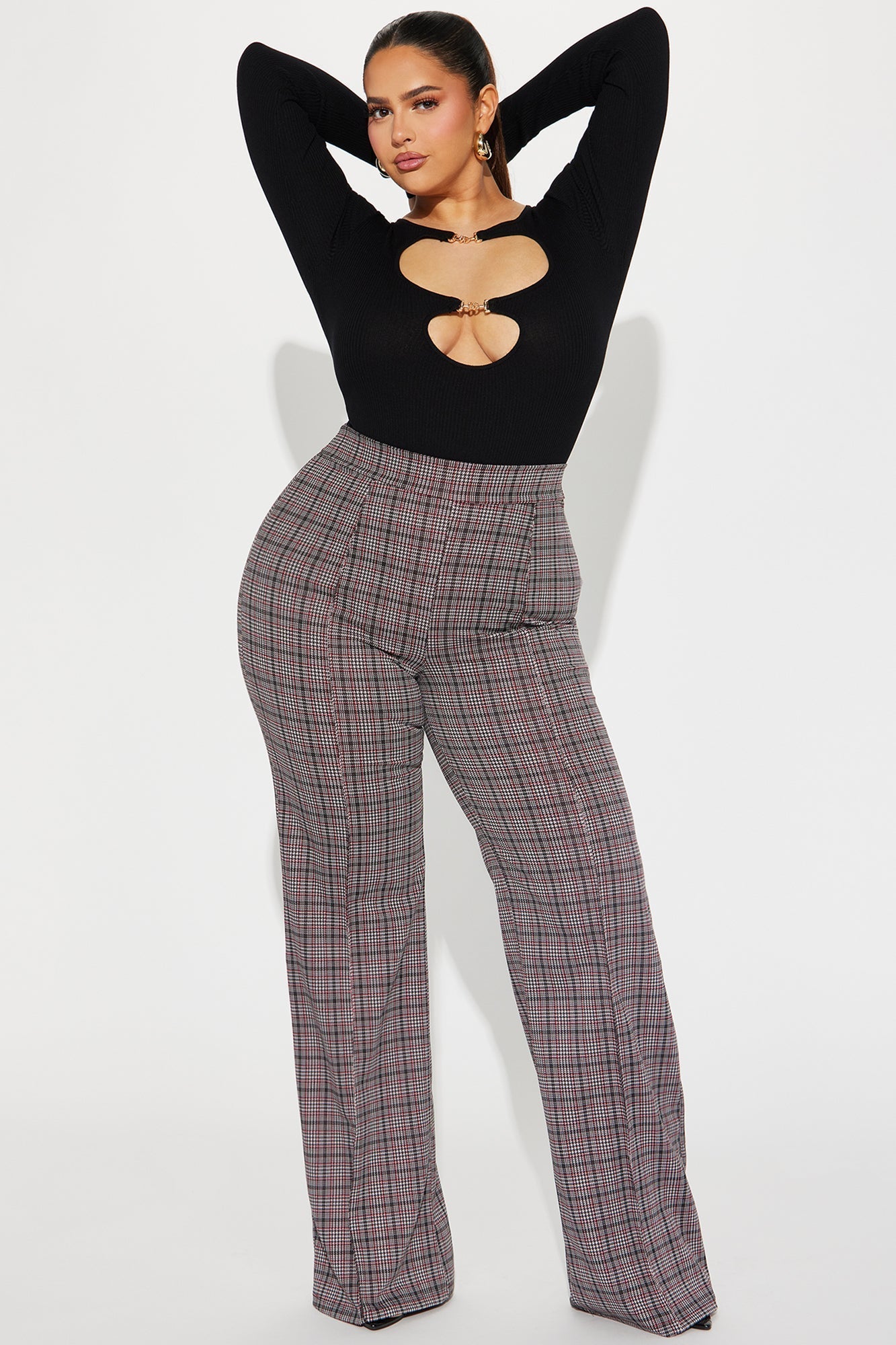 Victoria High Waisted Dress Pant - Black/Red