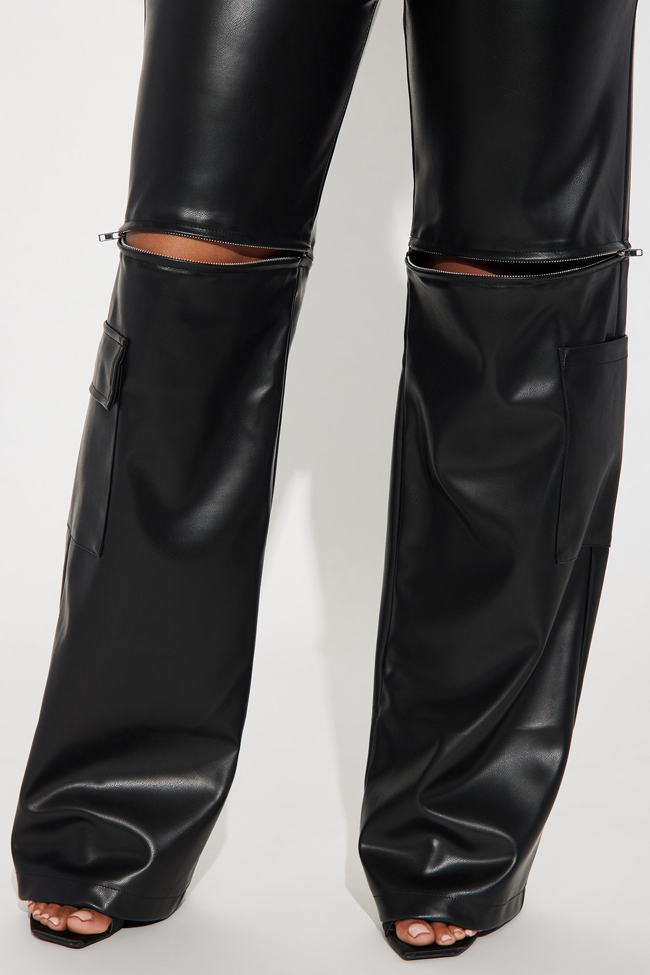 On The Edge Convertible Faux Leather Pant - Black