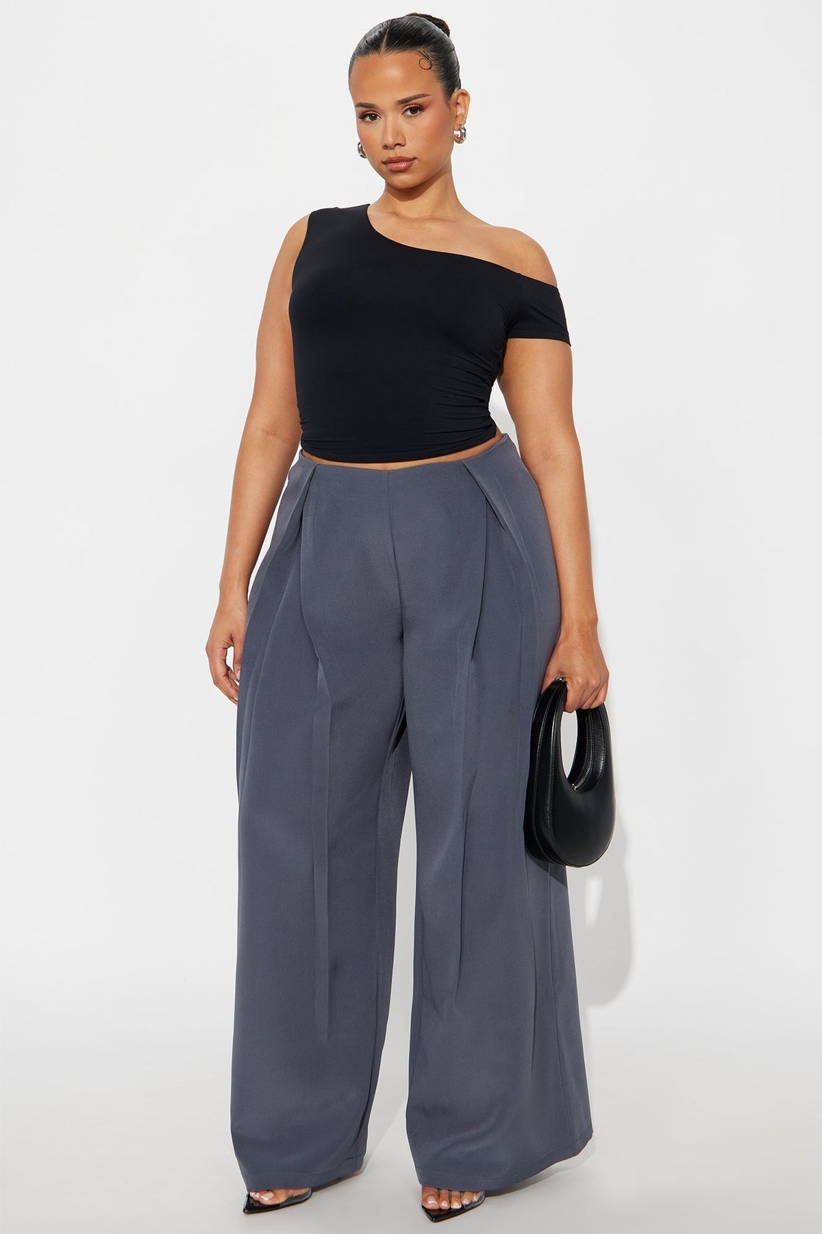 Eyes Set On You Pleated Wide LegTrouser Pant 33 - Charcoal
