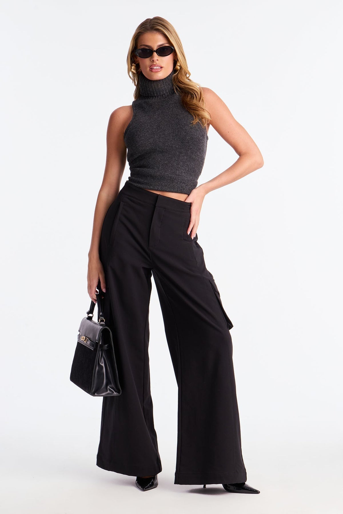 Rebel Heart Extreme Wide Leg Cargo Pant 32″ - Black