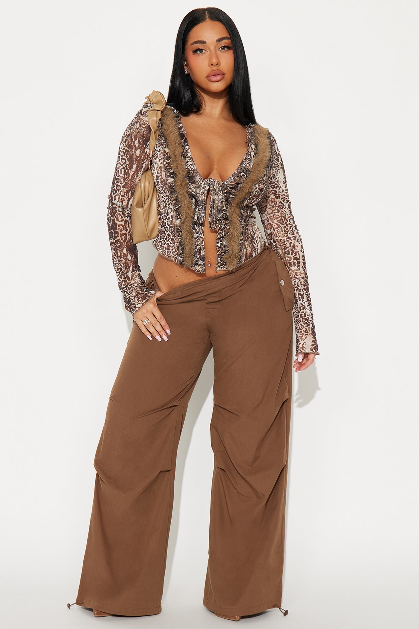 Street Smart Parachute Jogger - Brown