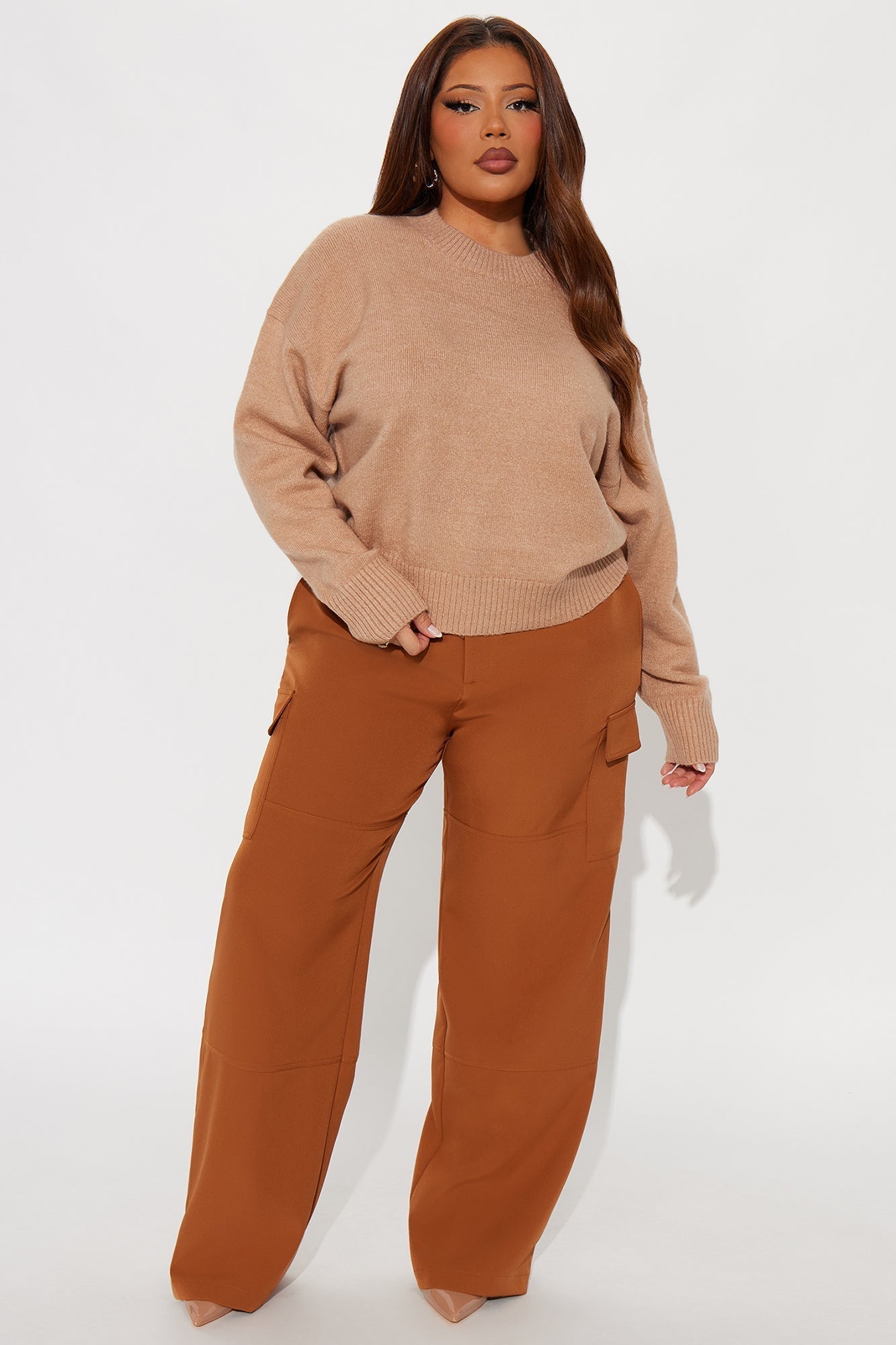 No Chill Wide Leg Cargo Pant 32″ - Cognac