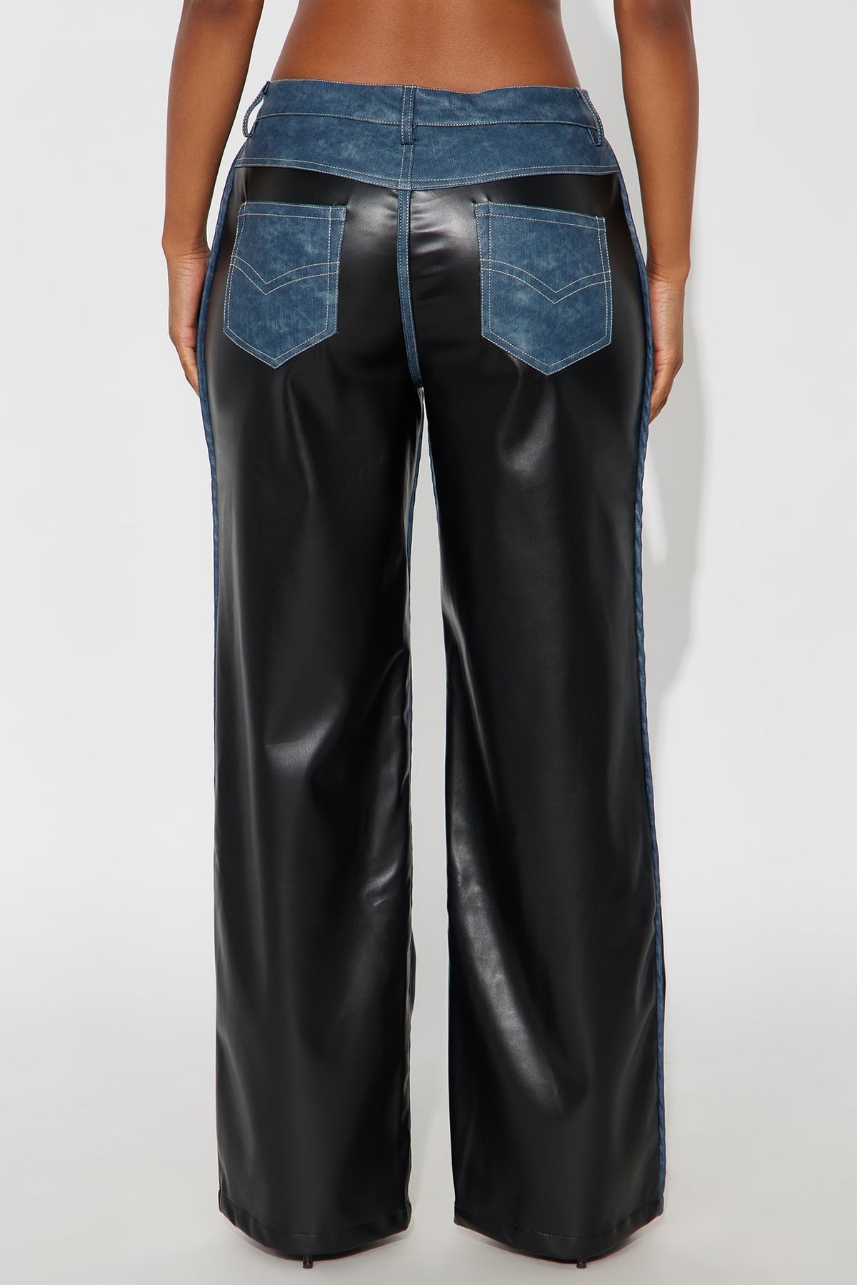 Caught In The Moment Faux Leather Trim Pant 32 - Black/combo