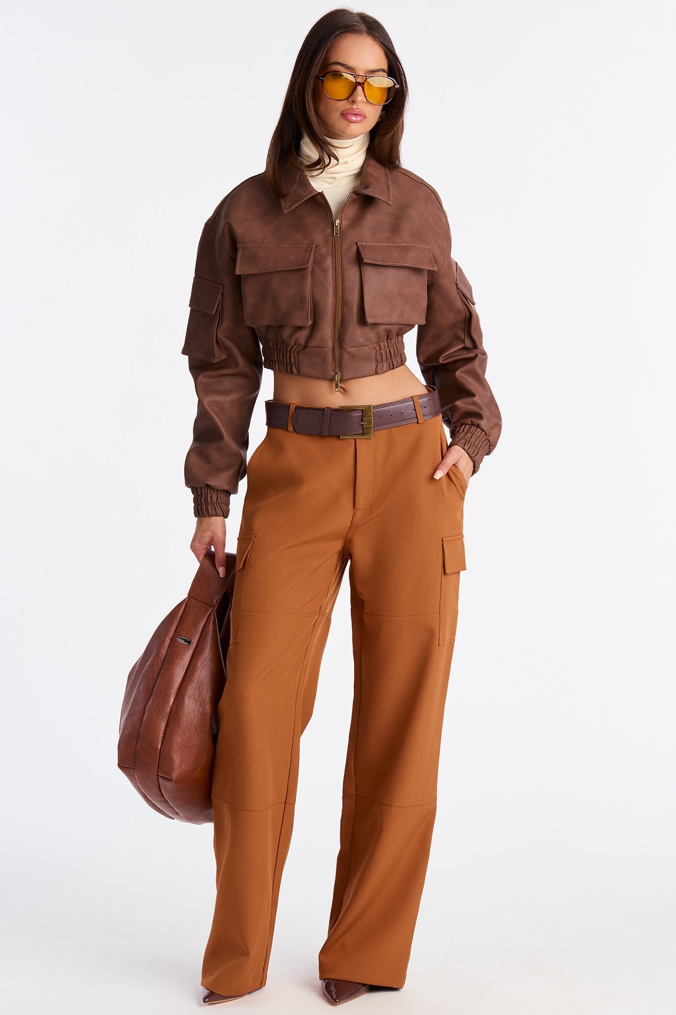 No Chill Wide Leg Cargo Pant 32″ - Cognac