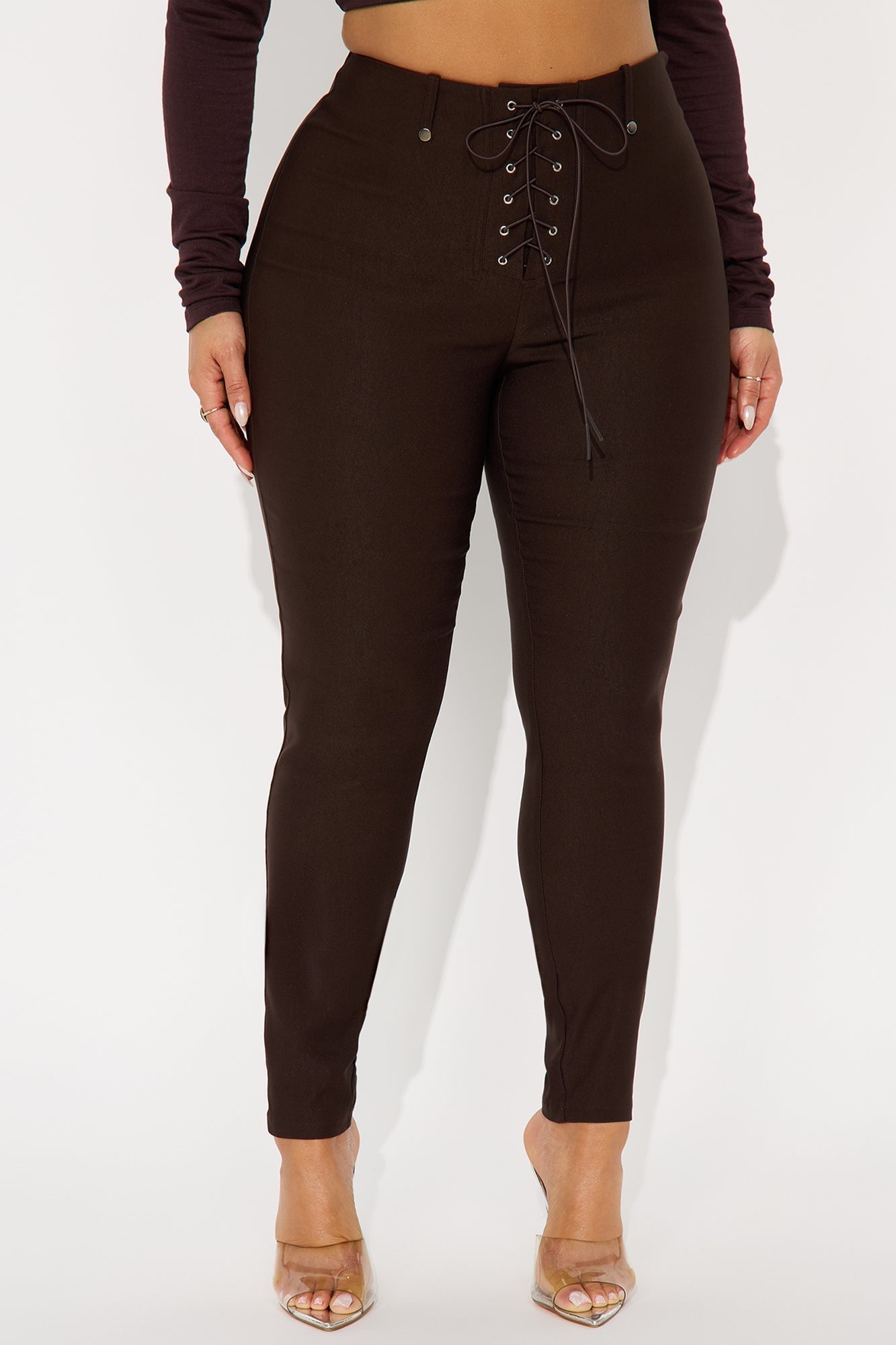 Bet On It Tie Up Skinny Pant 29″ - Chocolate
