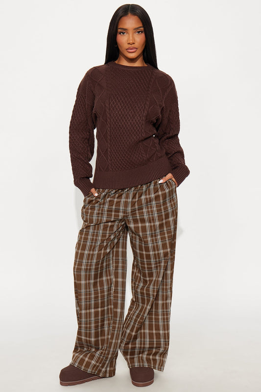 Chill All Day Plaid Boxer Pant - Brown/combo