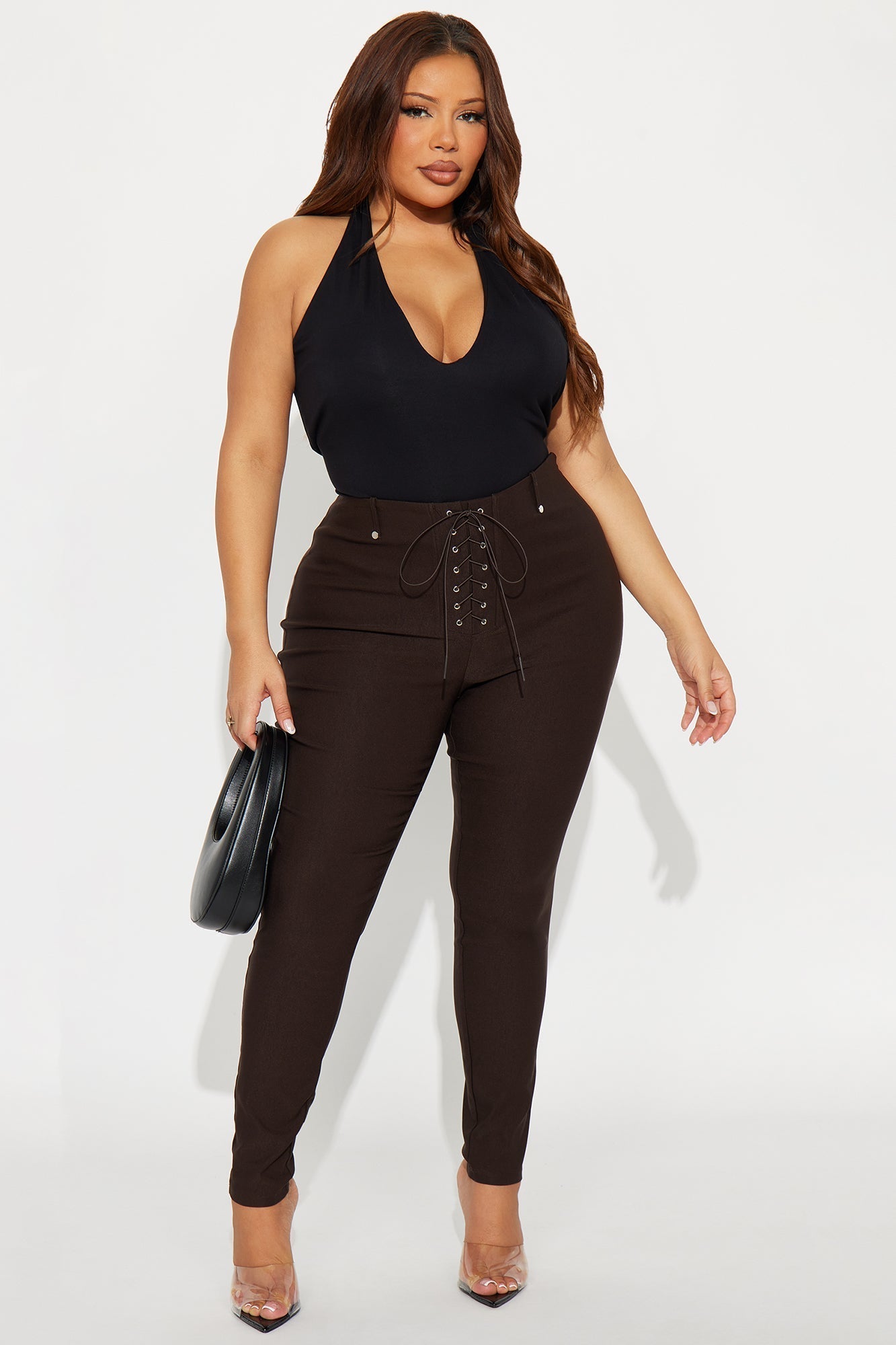 Bet On It Tie Up Skinny Pant 29″ - Chocolate