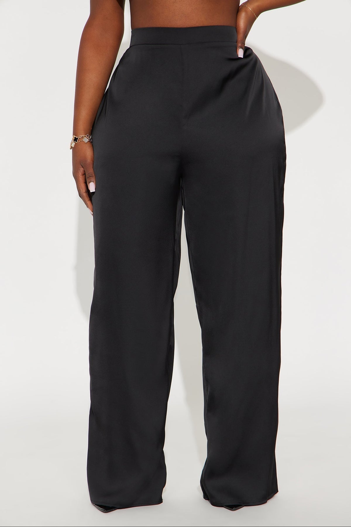 Claudia Satin Wide Leg Pant 32″ - Black