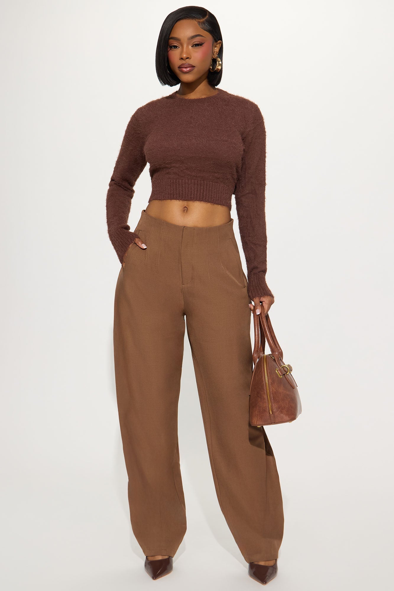 Margaret Barrel Trouser Pants 32″ - Chestnut