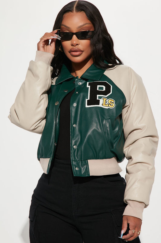 Walk The Hallways Varsity Jacket - Green/combo