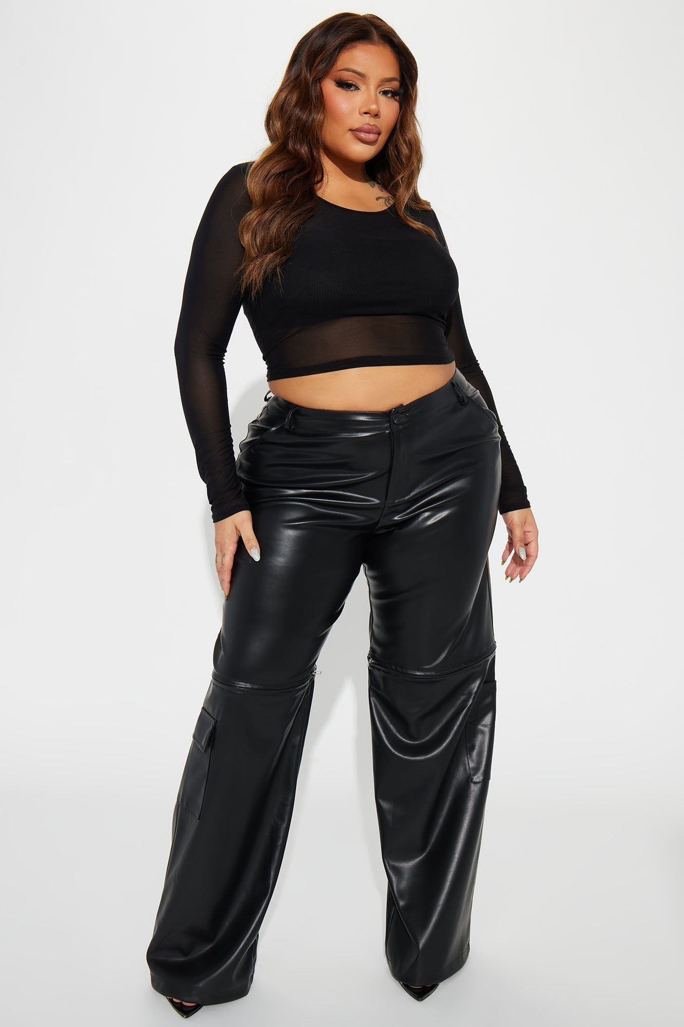 On The Edge Convertible Faux Leather Pant - Black