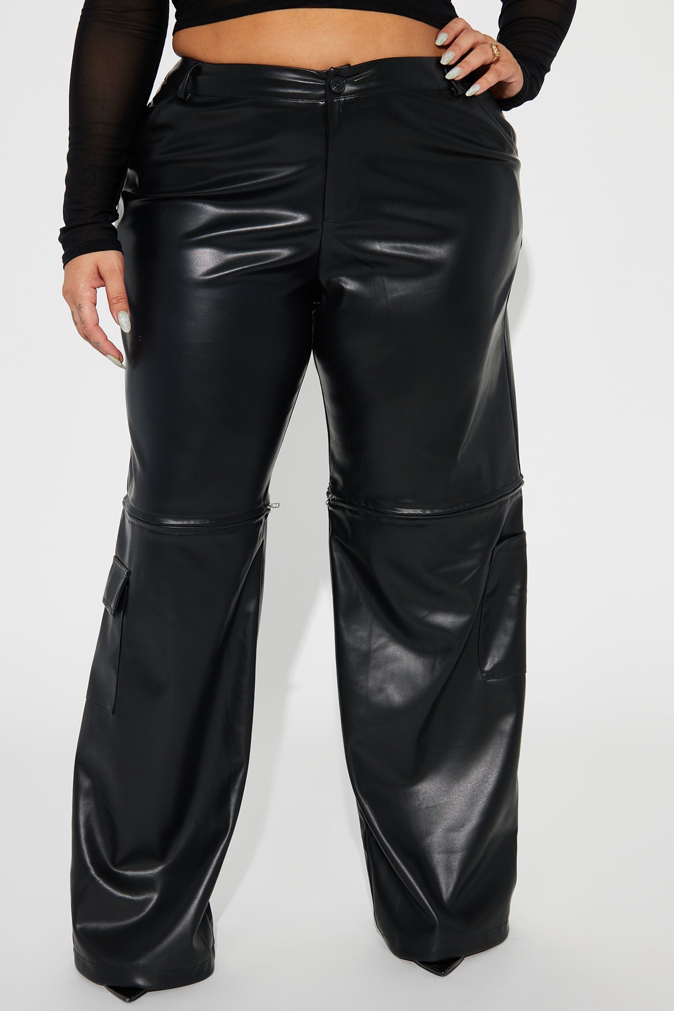 On The Edge Convertible Faux Leather Pant - Black