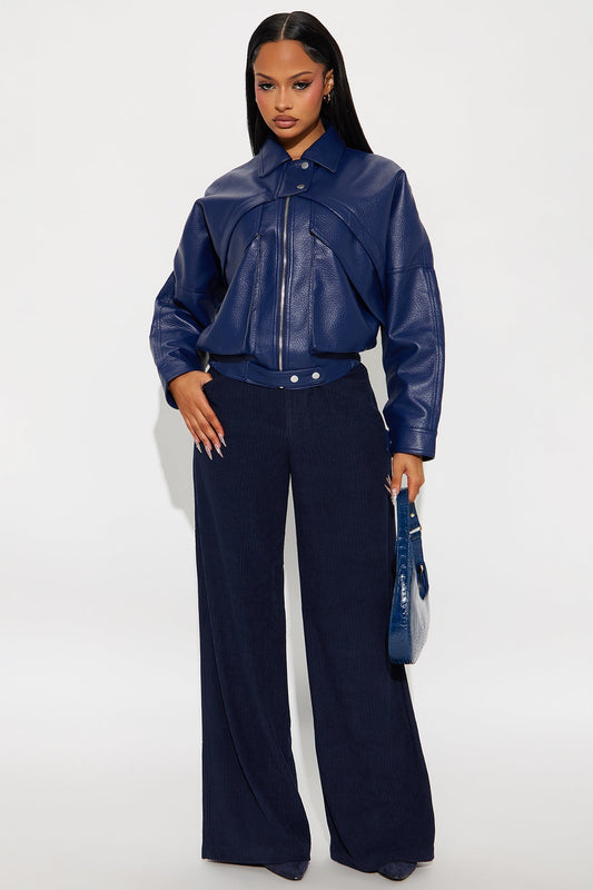 Golden Hour Groove Wide Leg Corduroy Pant 33 - Navy
