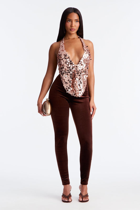 Analisa High Rise Velvet Leggings - Chocolate