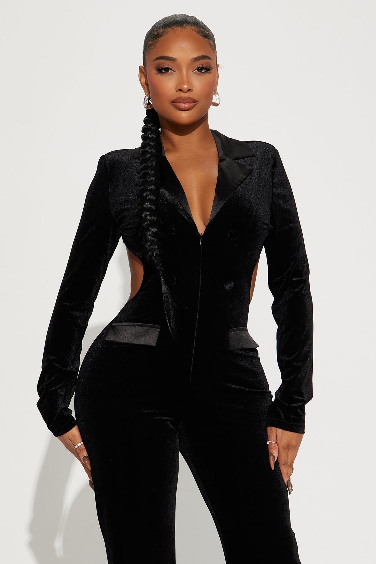 Someone Else Velvet Jumpsuit - Black