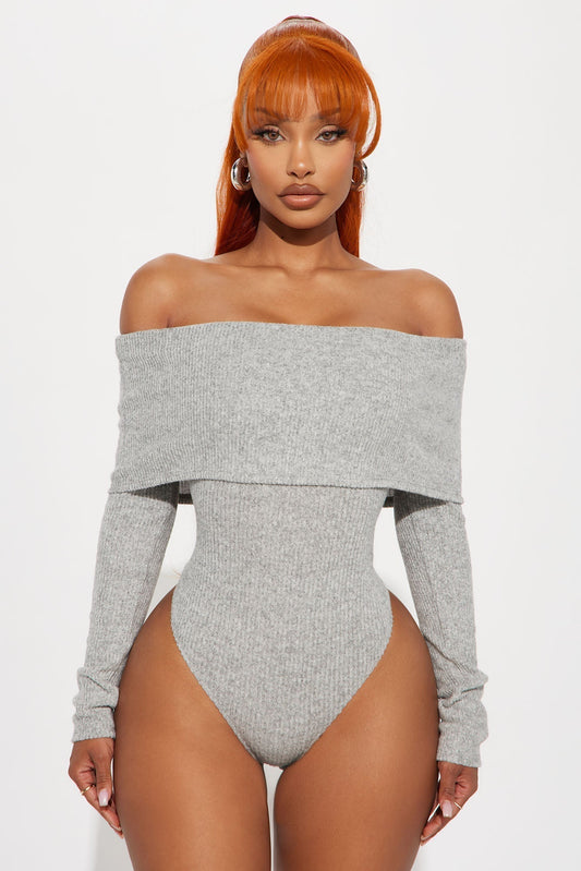 Samantha Sweater Bodysuit - Heather Grey