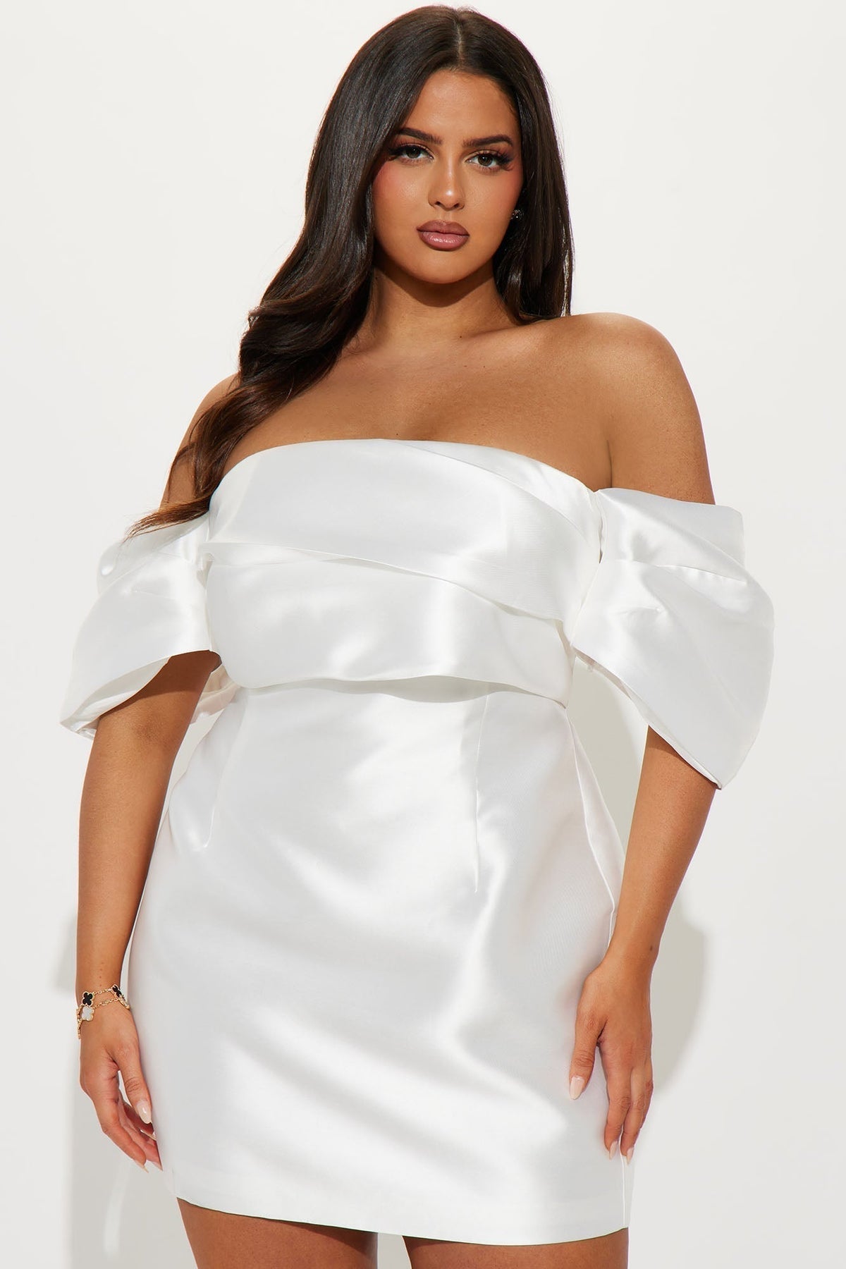 Allison Taffeta Mini Dress - White