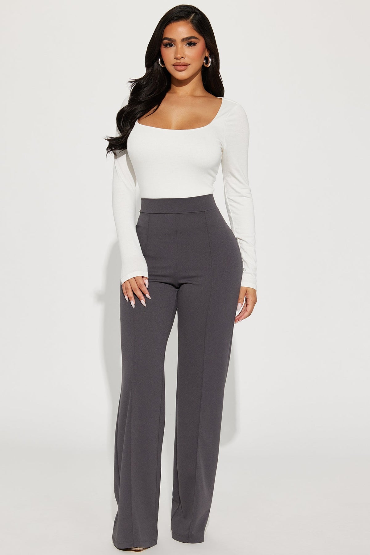 Petite Victoria High Waisted Dress Pants - Charcoal