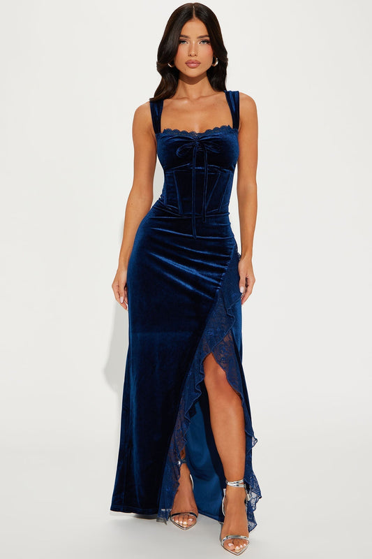 Sydney Velvet Maxi Dress - Navy