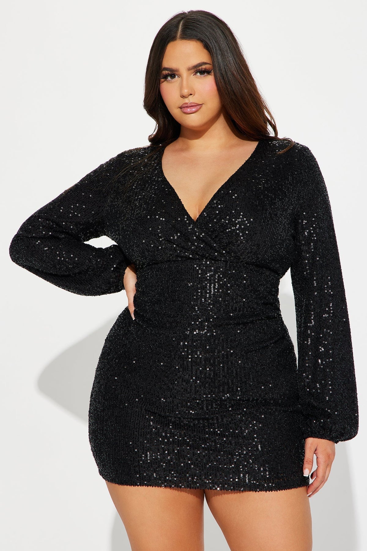 Leslie Sequin Mini Dress - Black