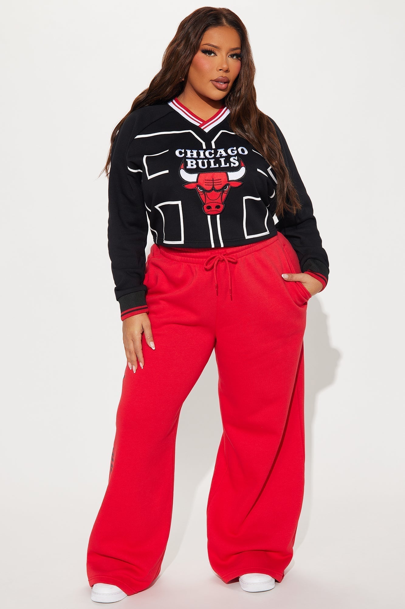 Bulls Warm Up Wide Leg Pant - Red