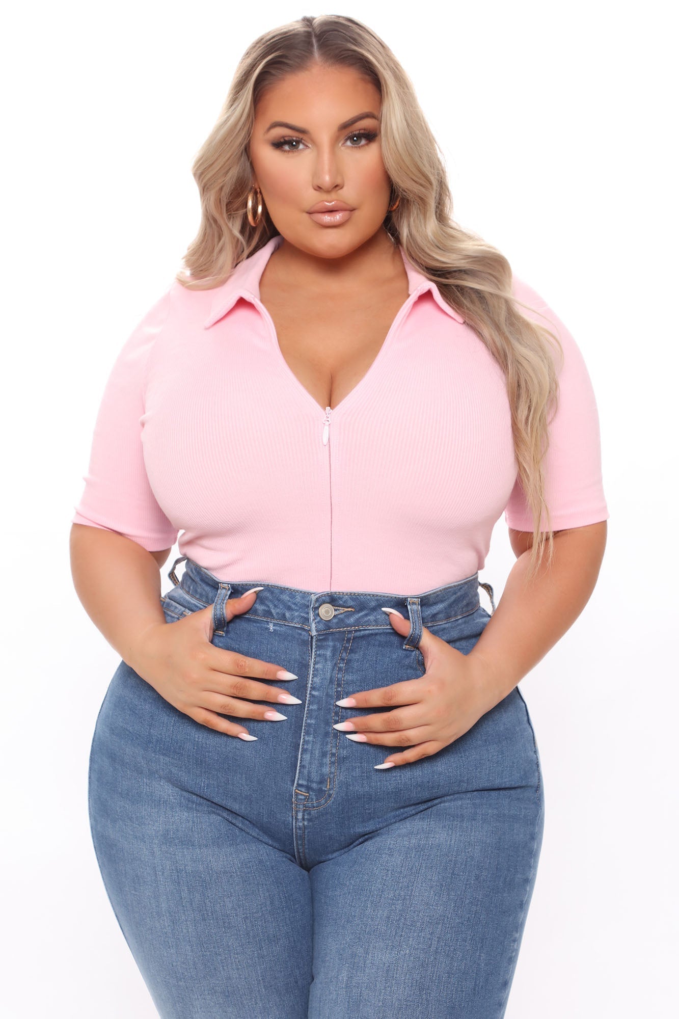 Hustle And Grind Short Sleeve Bodysuit - Pink