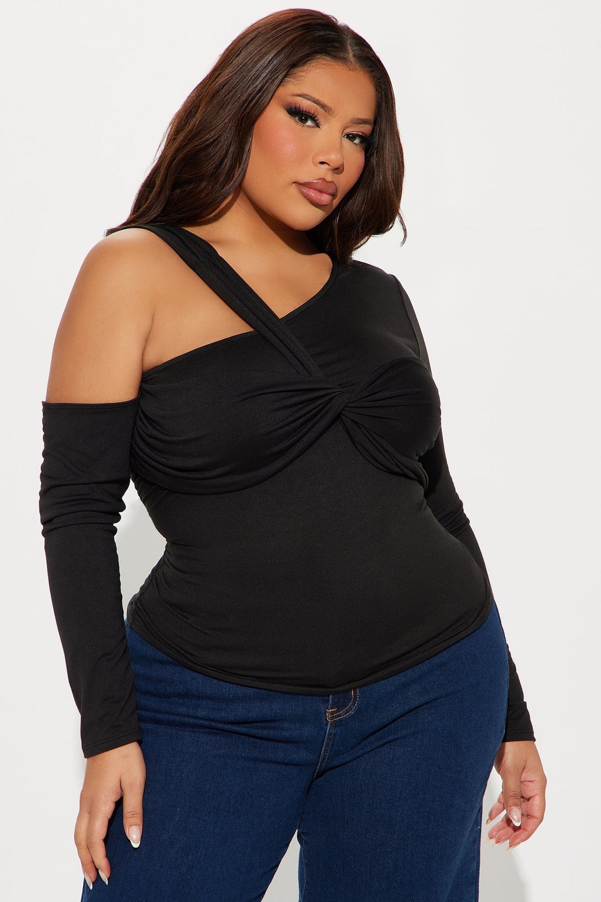 Emory Twist Off Shoulder Top - Black