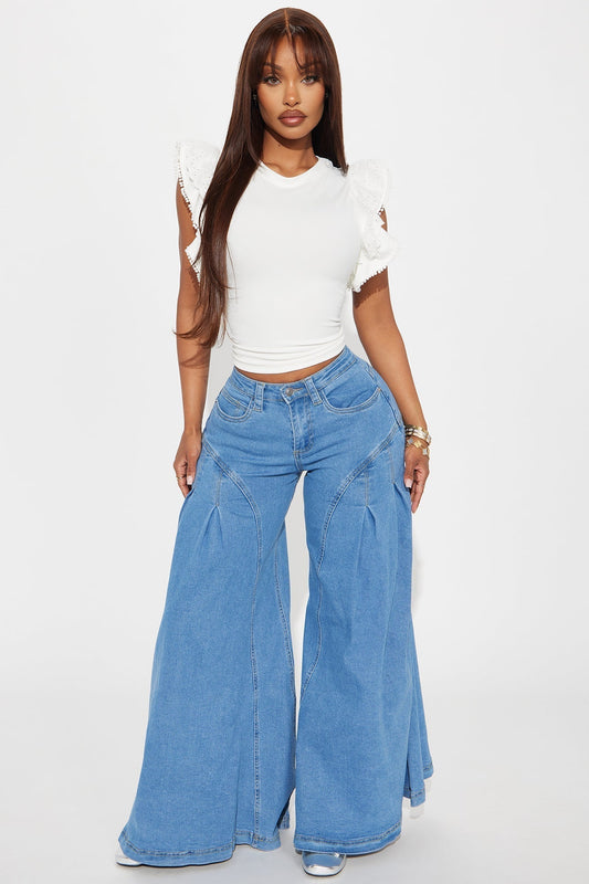 Kalinda Extreme Wide Leg Jeans - Medium Wash