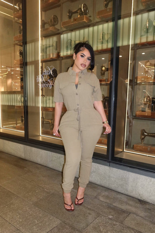 Surviving Summer Jumpsuit - Olive