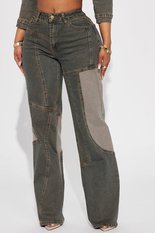 In Reverse Stretch Straight Leg Jeans - Grey/combo